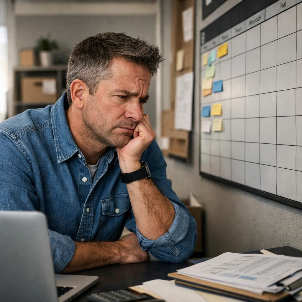 Business owner reviewing financial reports